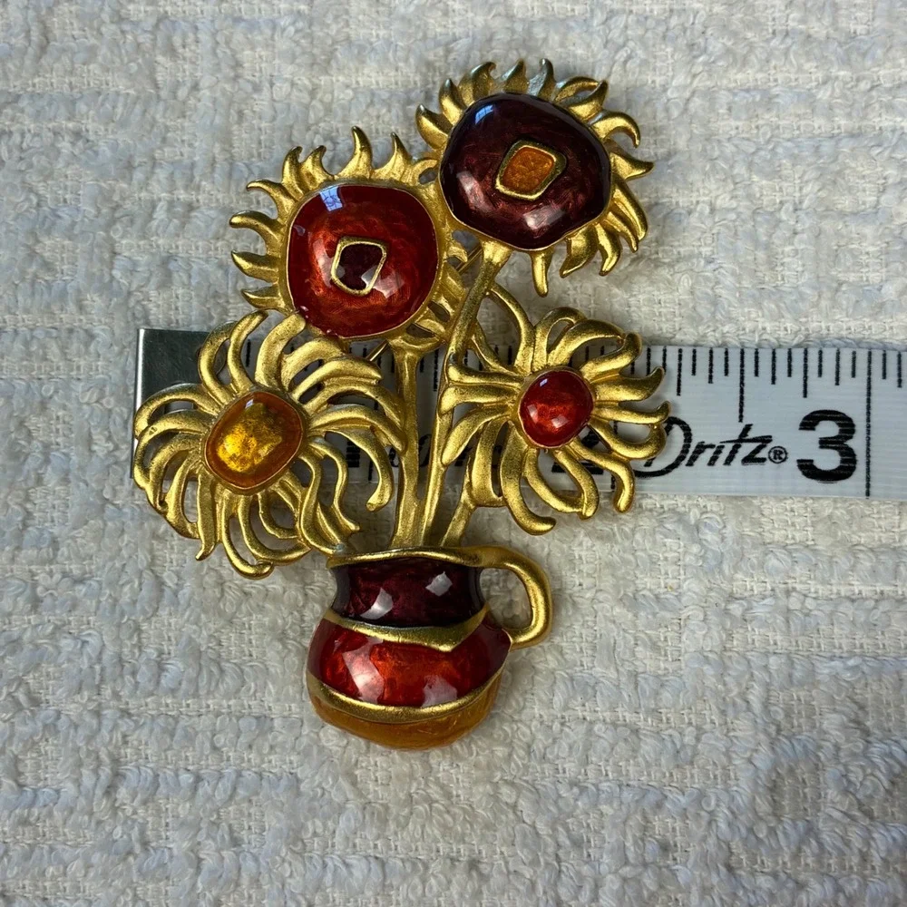 VIntage Yves Saint Laurent for Avon Van Gogh Sunflowers 90s Collection Brooch